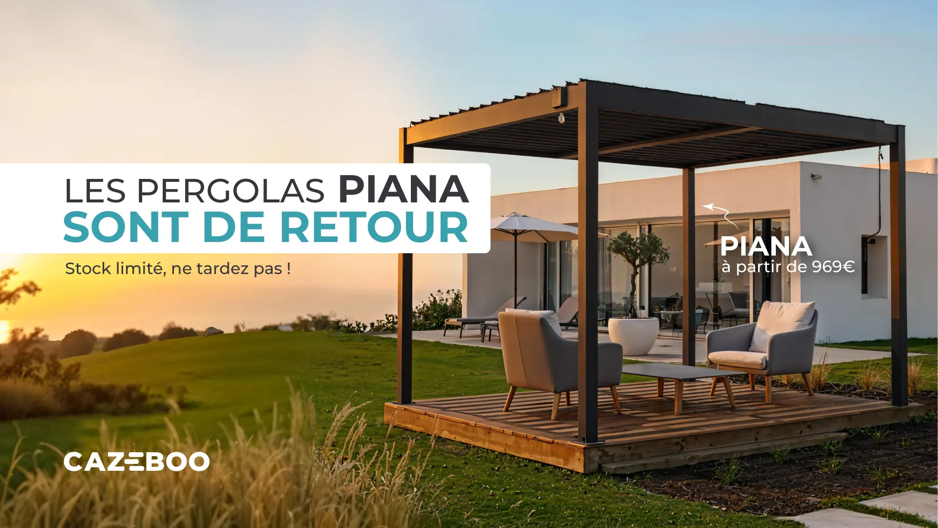 Pergola en aluminium gris 3,9x3 m adossée motorisée — contenu détaillé 1