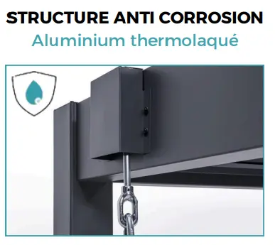 Pergola en aluminium gris 3,9x3 m adossée motorisée — contenu détaillé 6