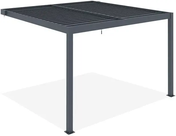 Pergola en aluminium gris 3x3 m adossée vue 7