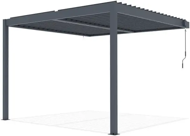 Pergola en aluminium gris 3x3 m adossée vue 8