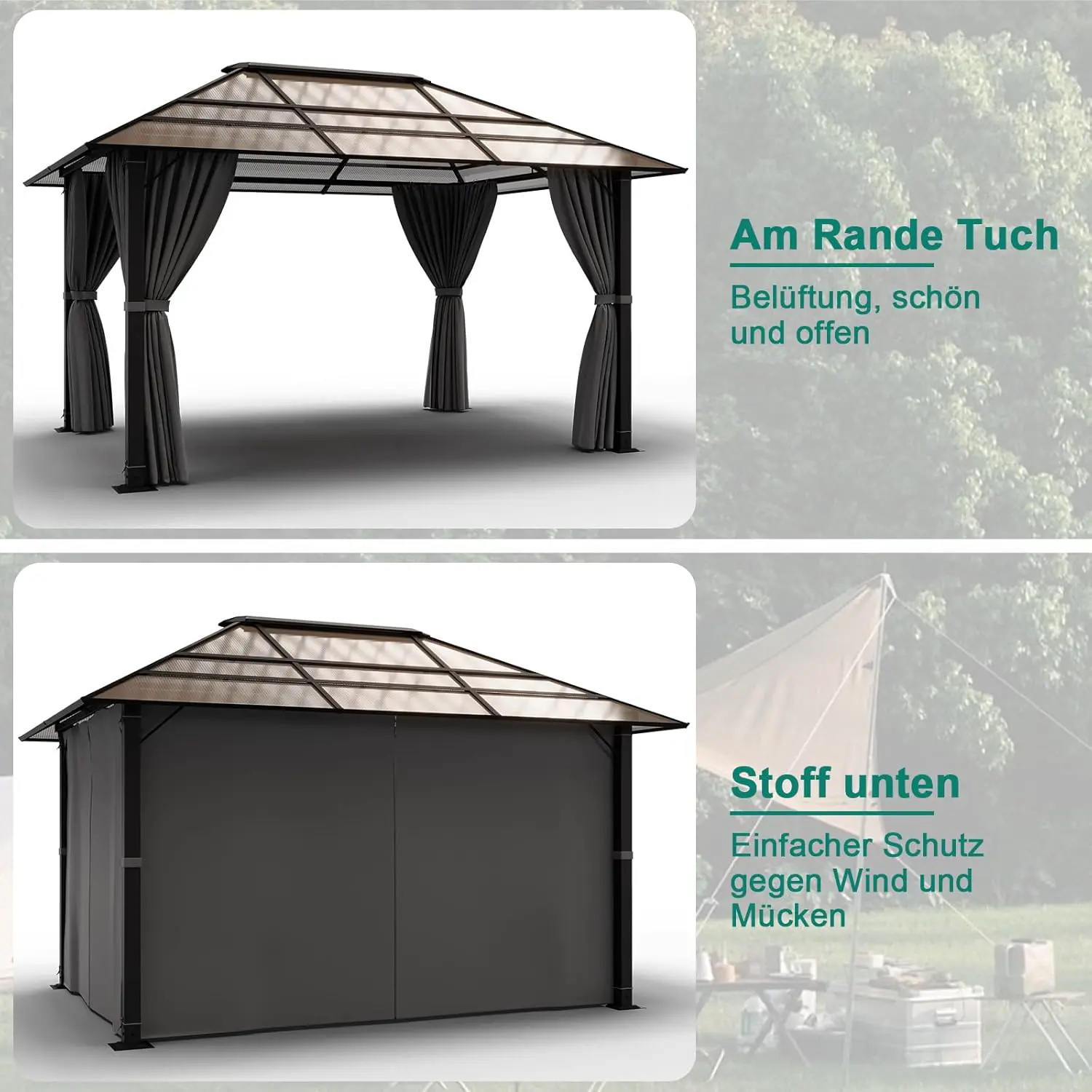 Pergola en aluminium gris 3x4 m vue 6