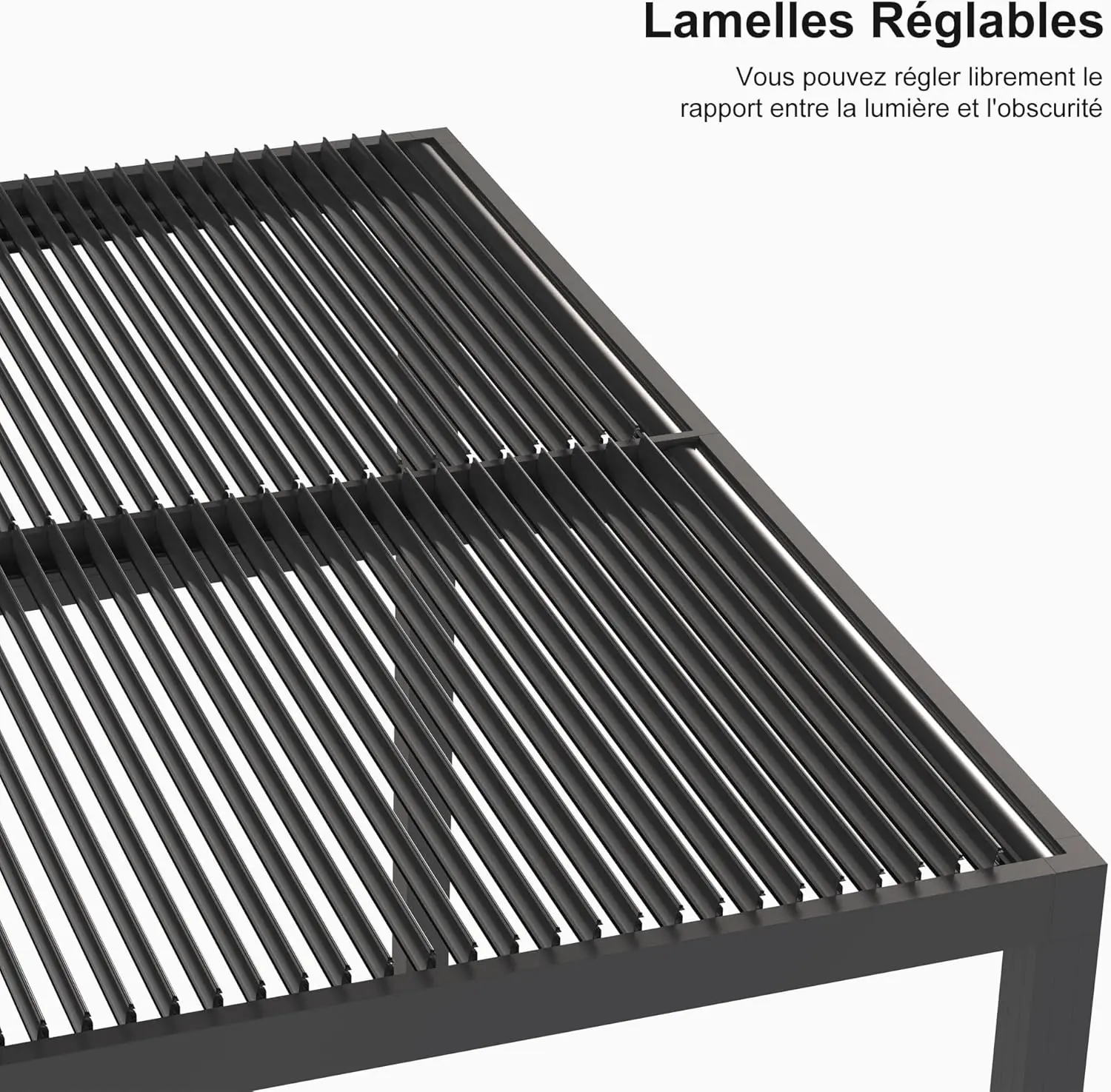 Pergola en aluminium gris vue 4