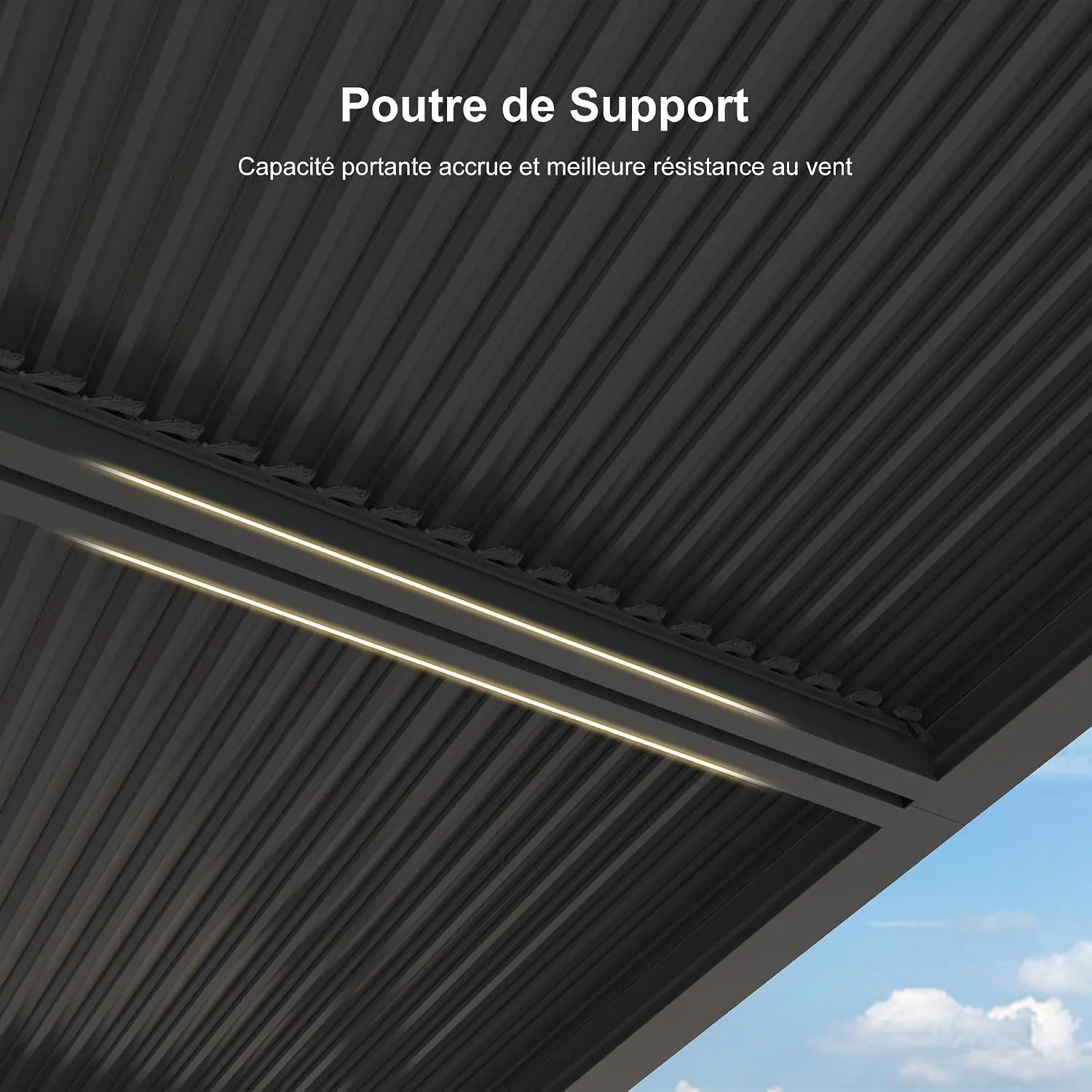 Pergola en aluminium gris vue 5