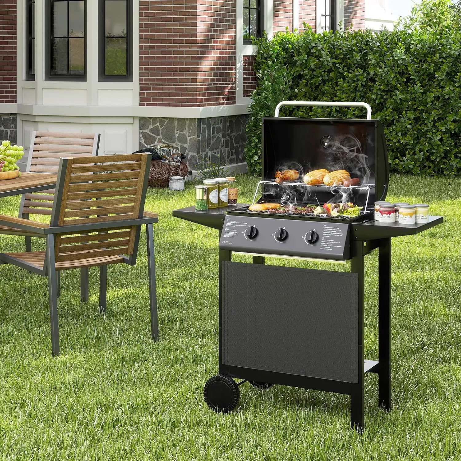 Barbecue à gaz en métal noir vue 2
