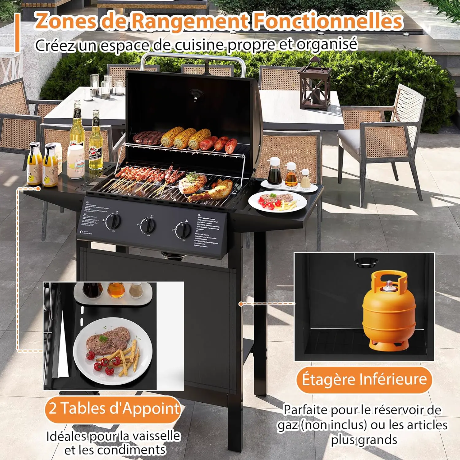 Barbecue à gaz en métal noir vue 4