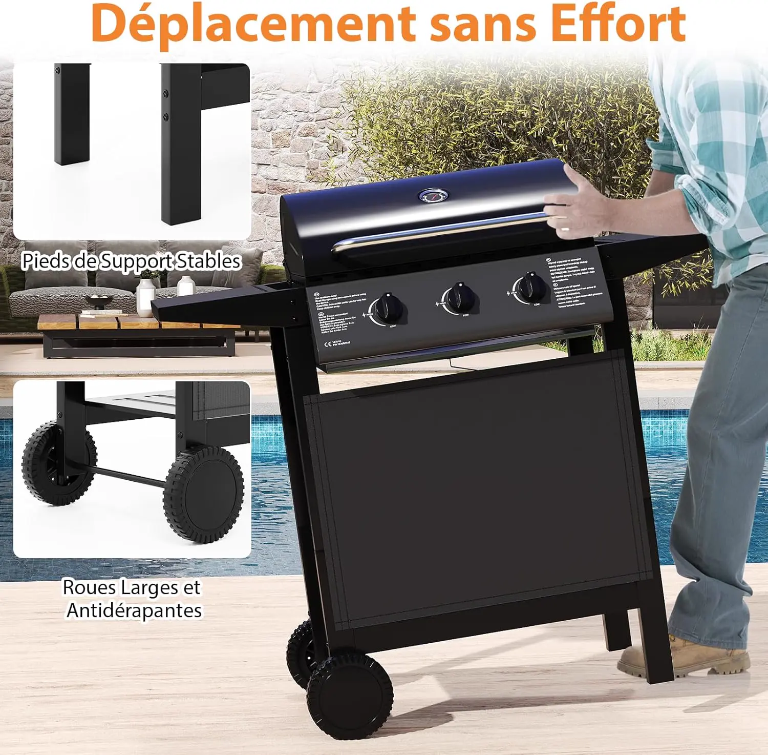 Barbecue à gaz en métal noir vue 8
