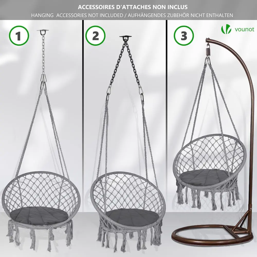 Fauteuils suspendus en métal gris vue 5