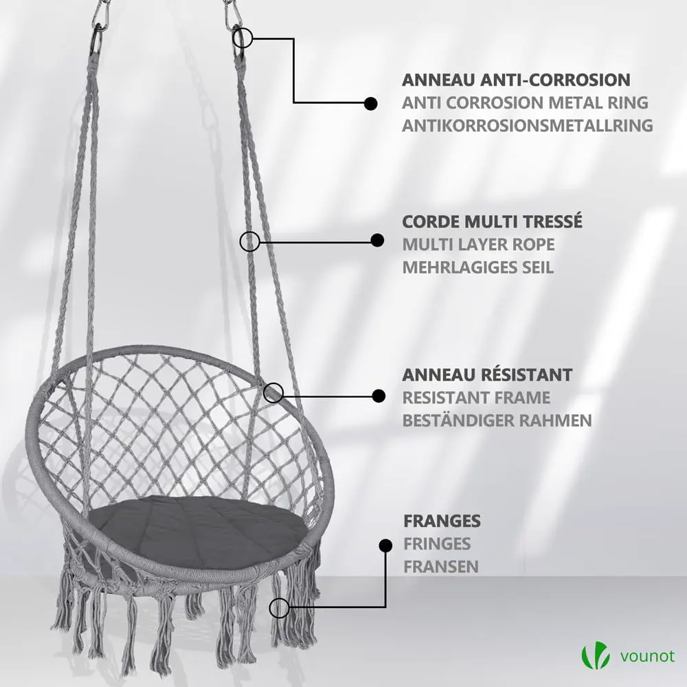Fauteuils suspendus en métal gris vue 7