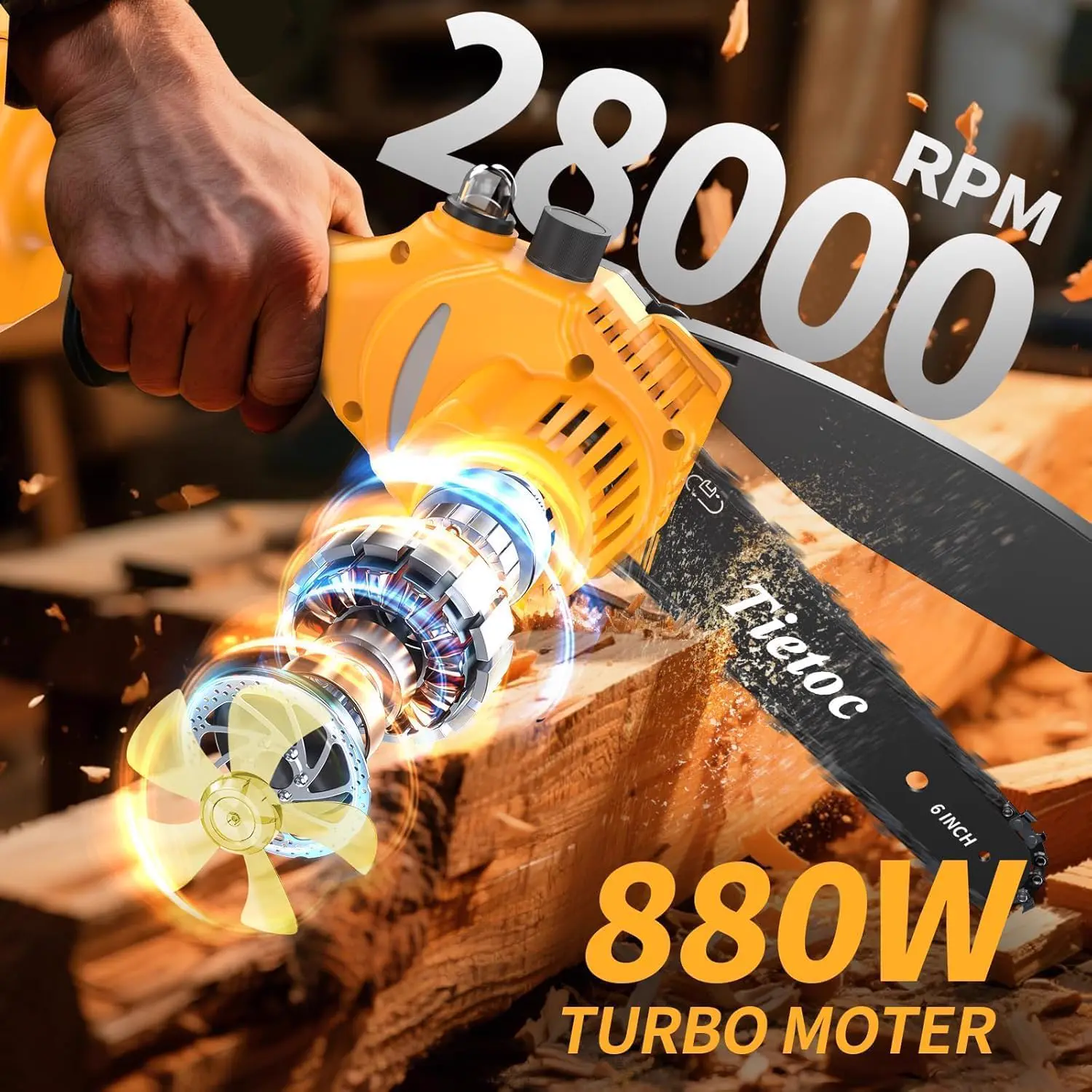 Tronçonneuse électrique en bois vue 4
