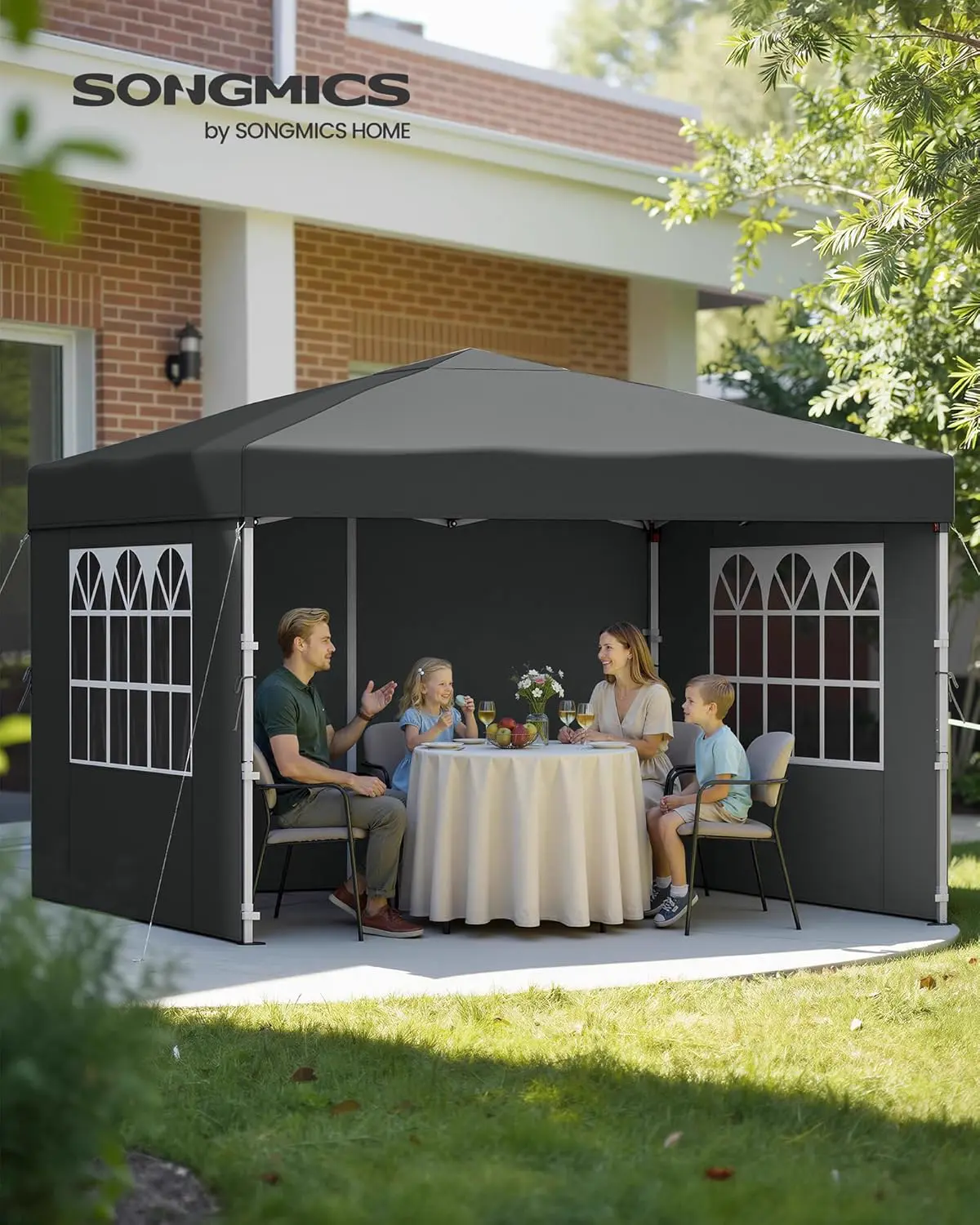Tonnelle gris 3x3 m vue 2