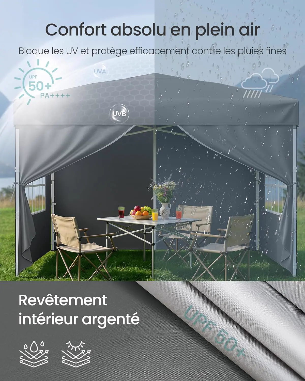 Tonnelle gris 3x3 m vue 4