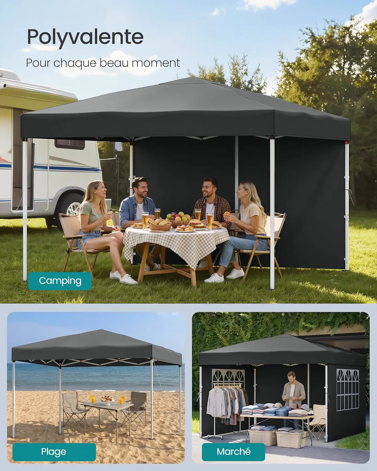Tonnelle gris 3x3 m vue 6
