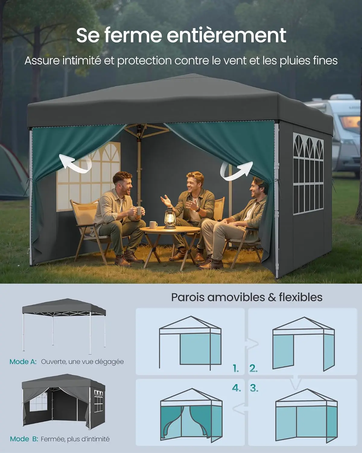Tonnelle gris 3x3 m vue 7