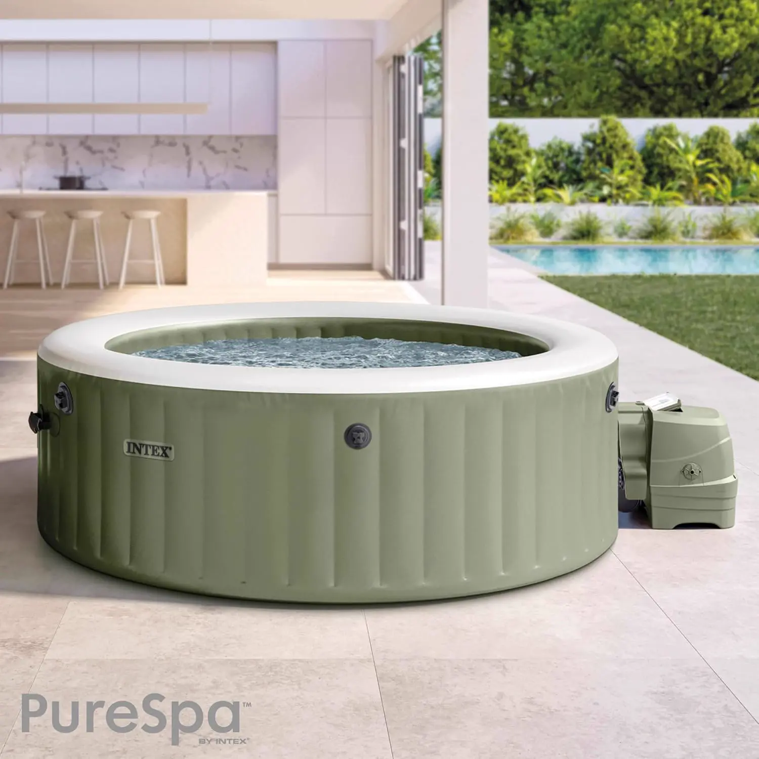 Spa gonflable 4 personnes 6 places vert vue 2
