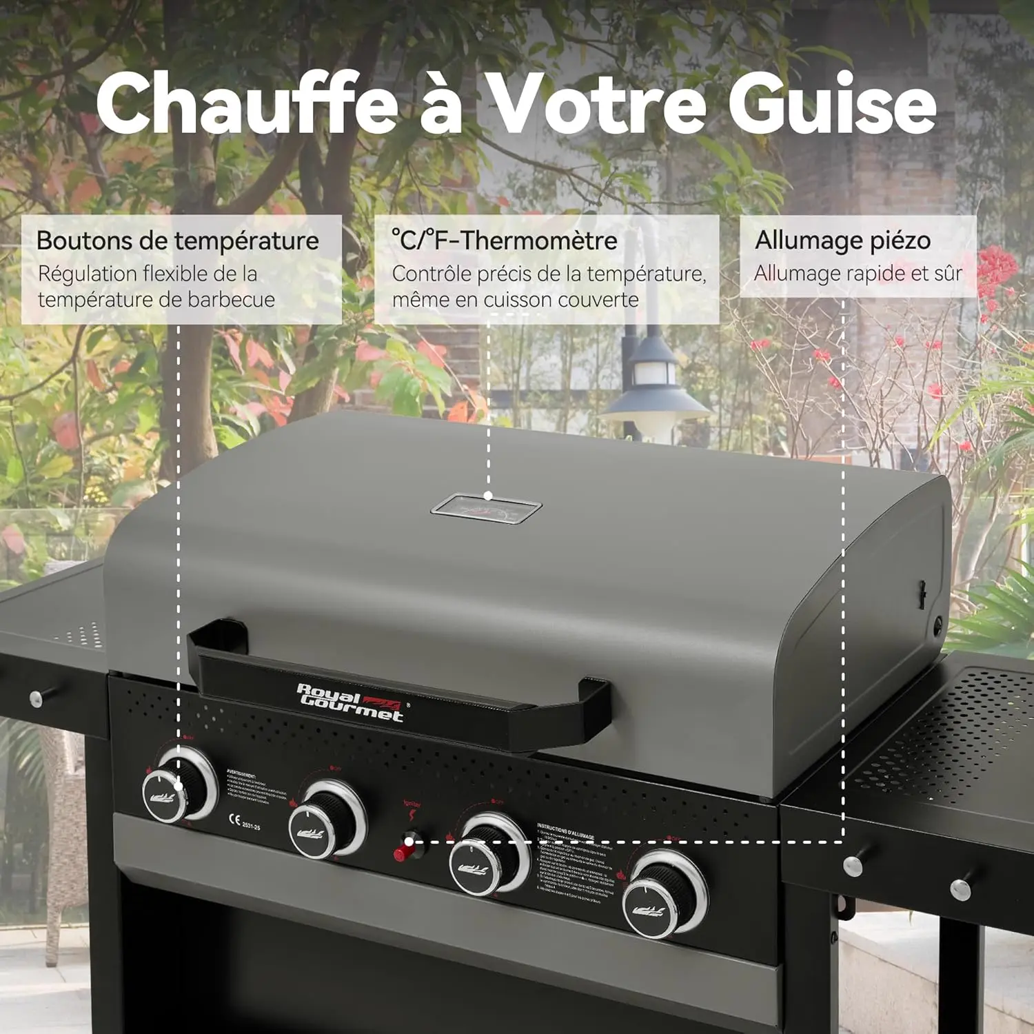 Barbecue à gaz en métal noir 68 m² vue 6