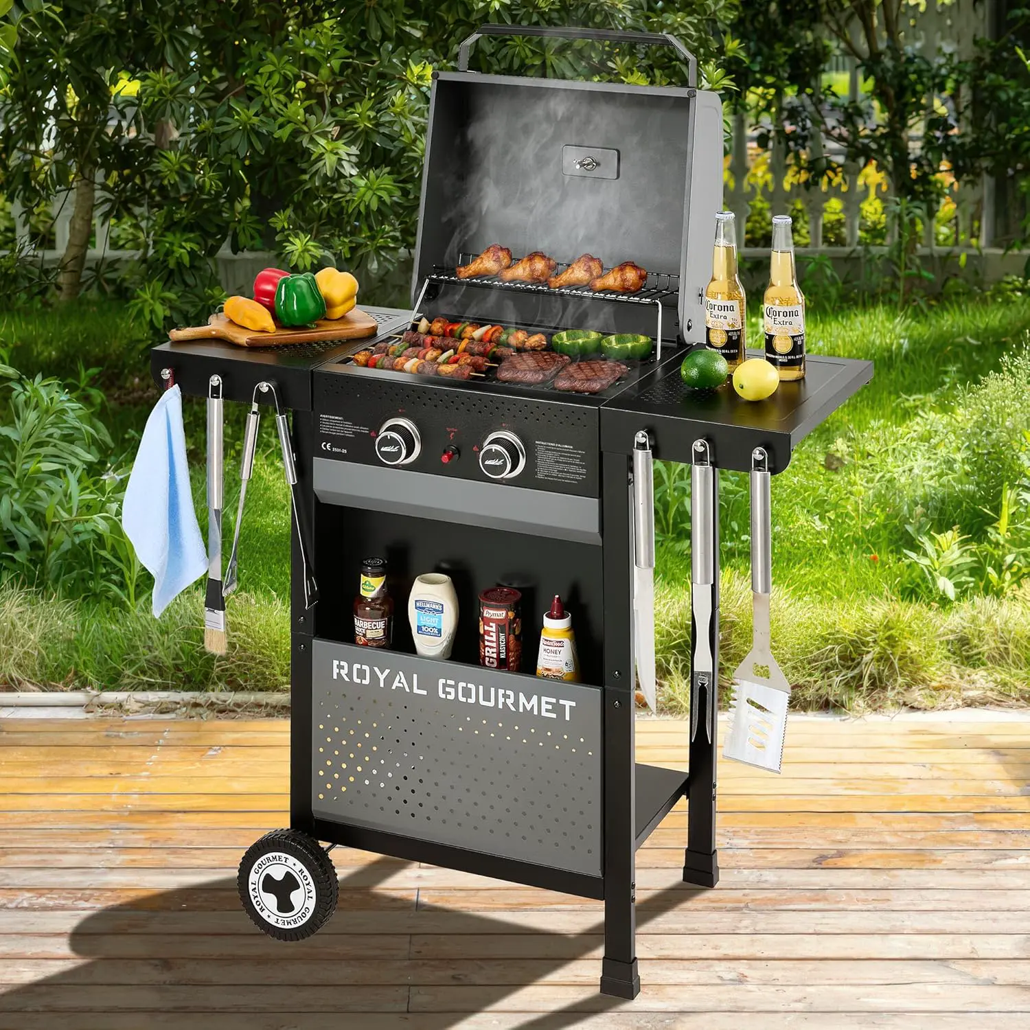 Barbecue à gaz en métal gris vue 2