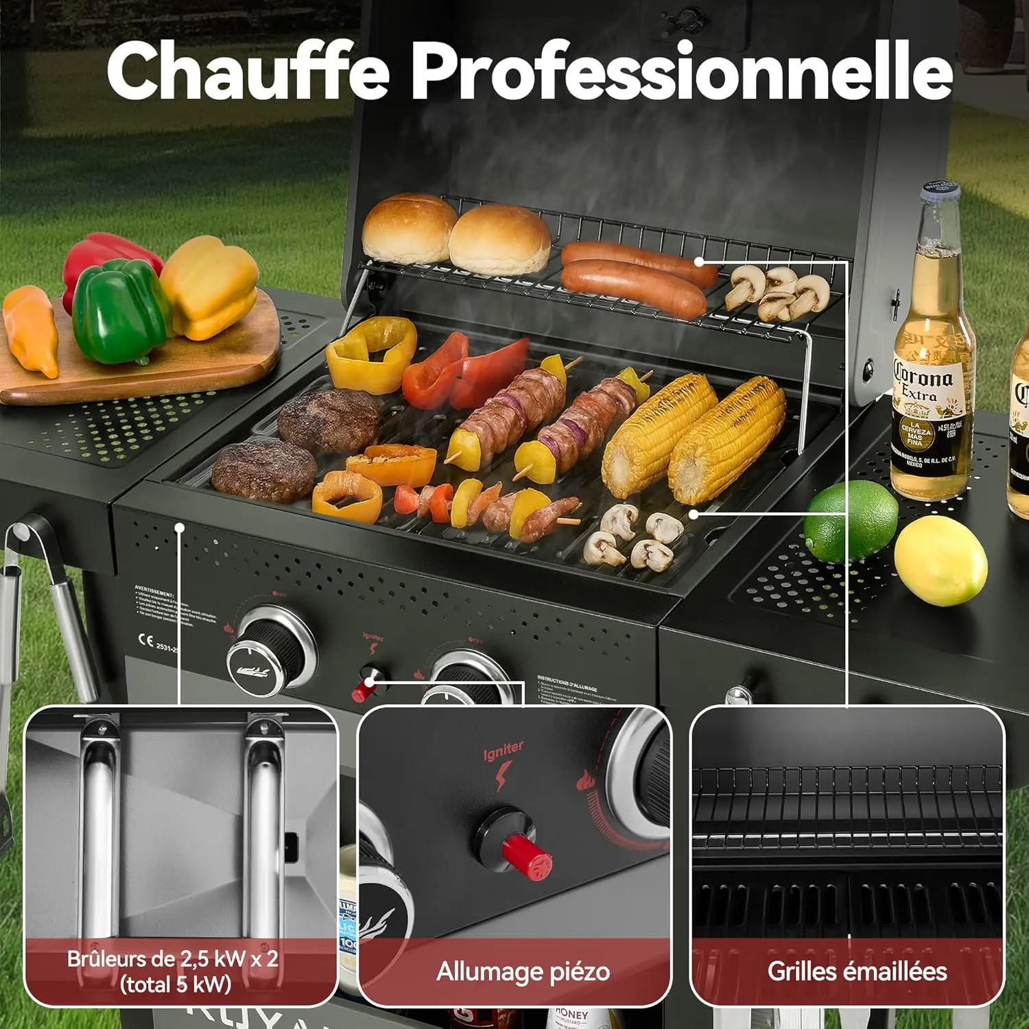 Barbecue à gaz en métal gris vue 4