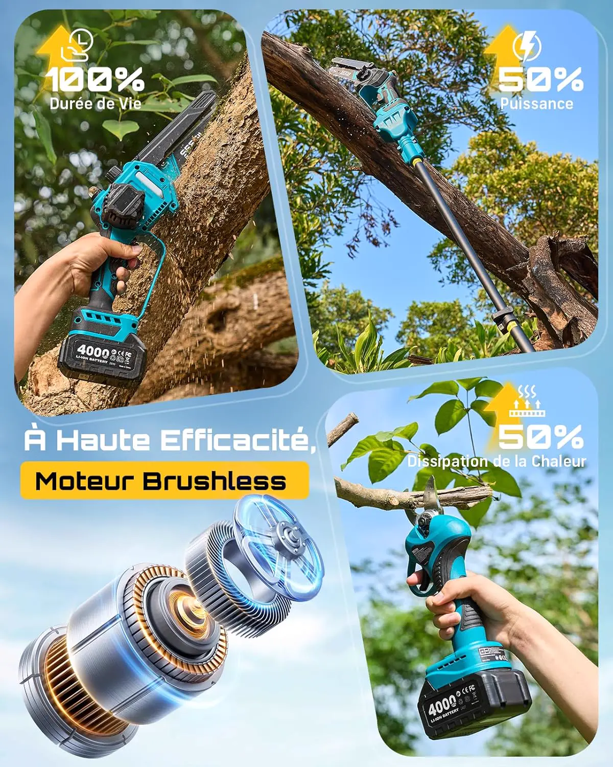 Tronçonneuse à batterie SEESII P6 Combo 6 Pouces Mini Tronconn… vue 4