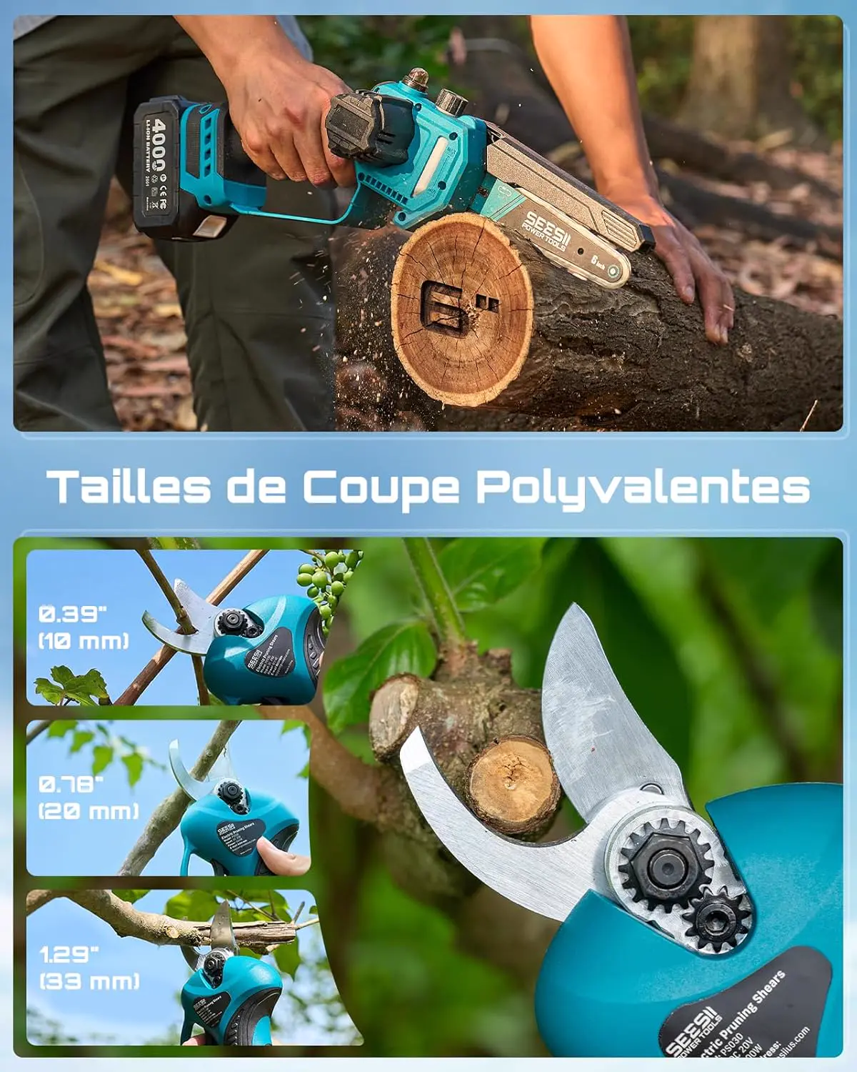 Tronçonneuse à batterie SEESII P6 Combo 6 Pouces Mini Tronconn… vue 5
