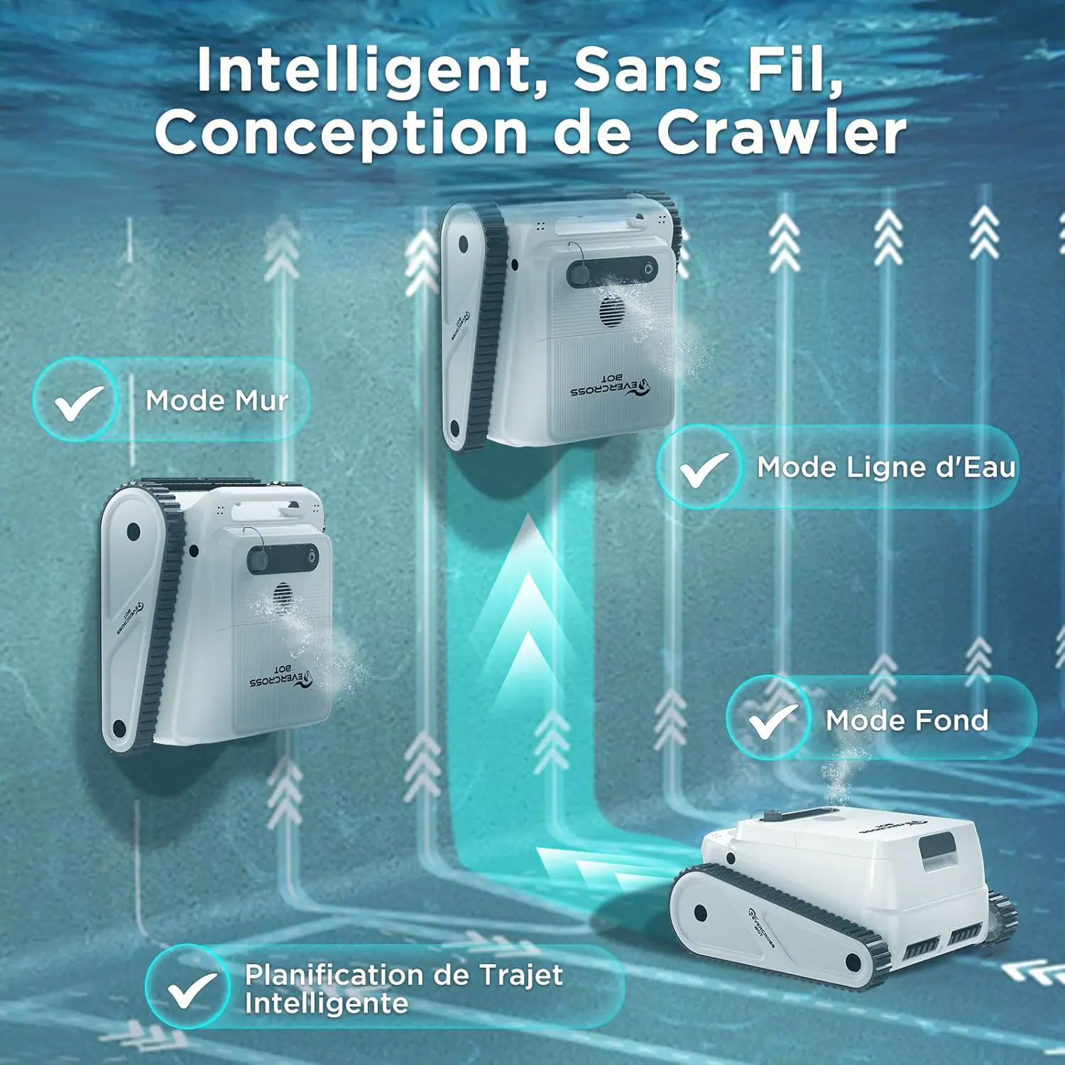 Robot piscine blanc vue 3