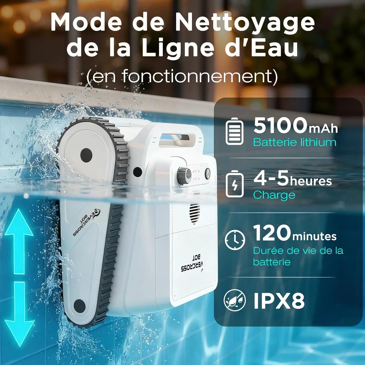 Robot piscine blanc vue 4