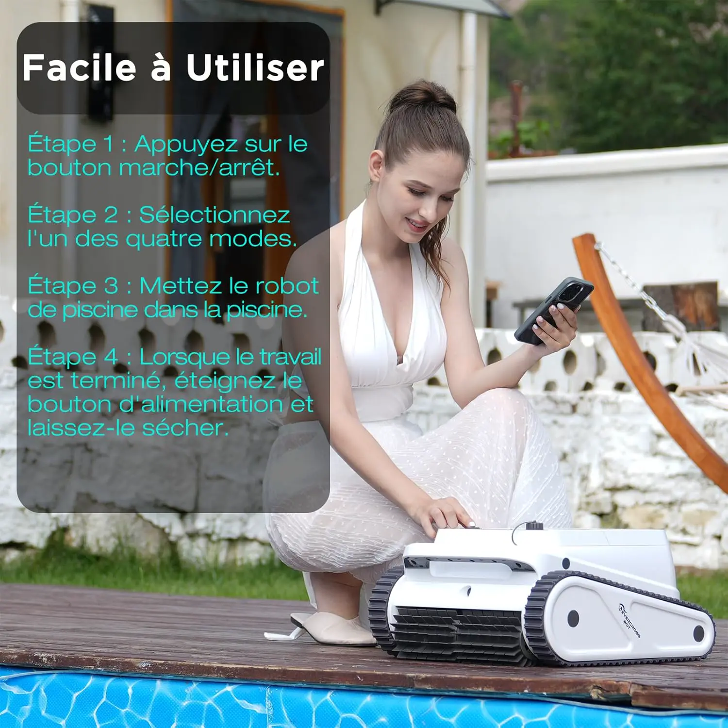 Robot piscine blanc vue 7