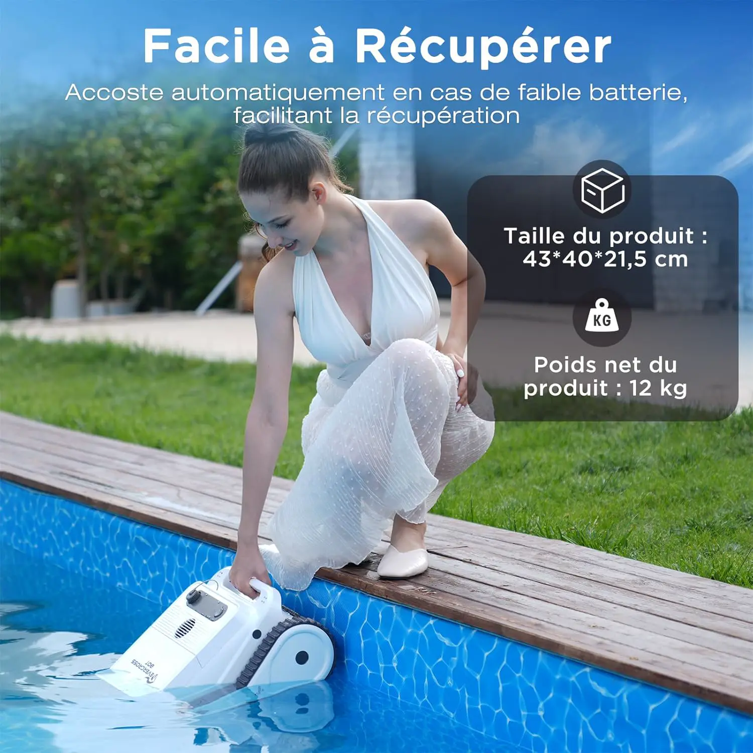 Robot piscine blanc vue 8