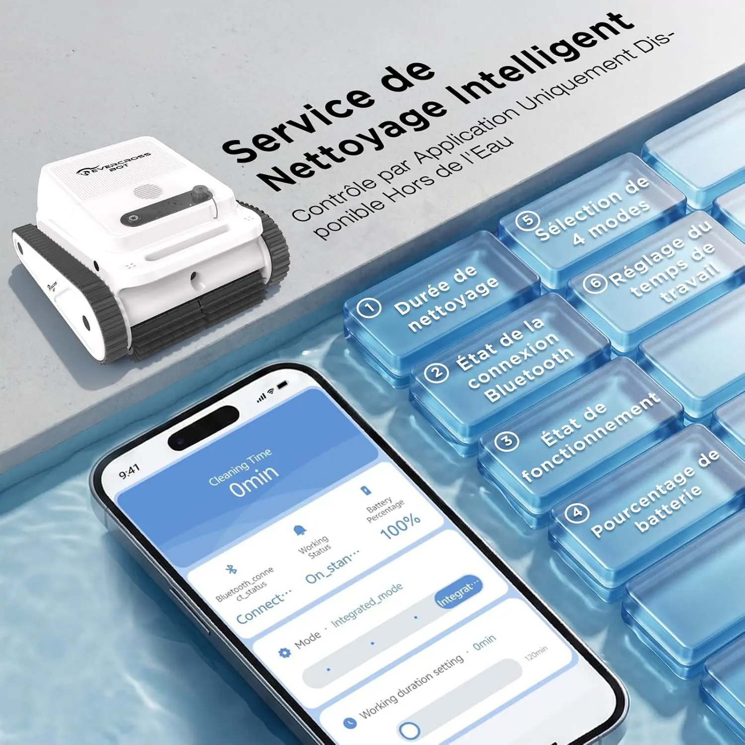 Robot piscine blanc vue 9