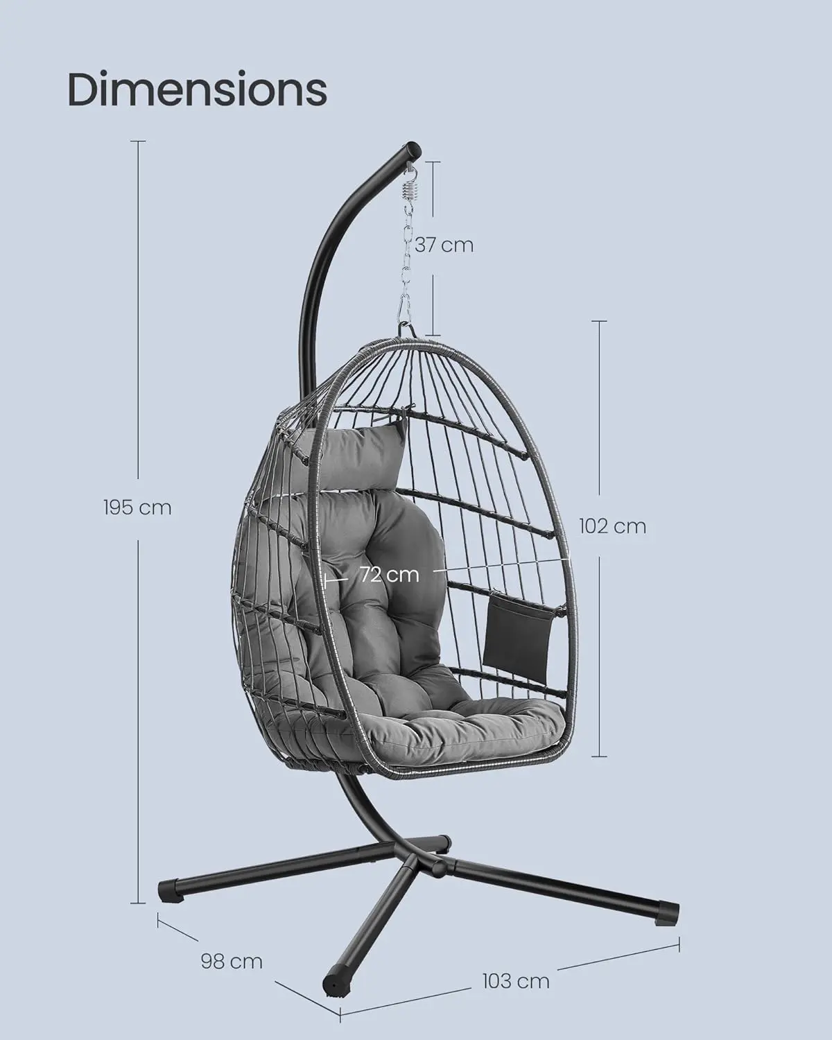 Fauteuils suspendus en métal gris vue 7