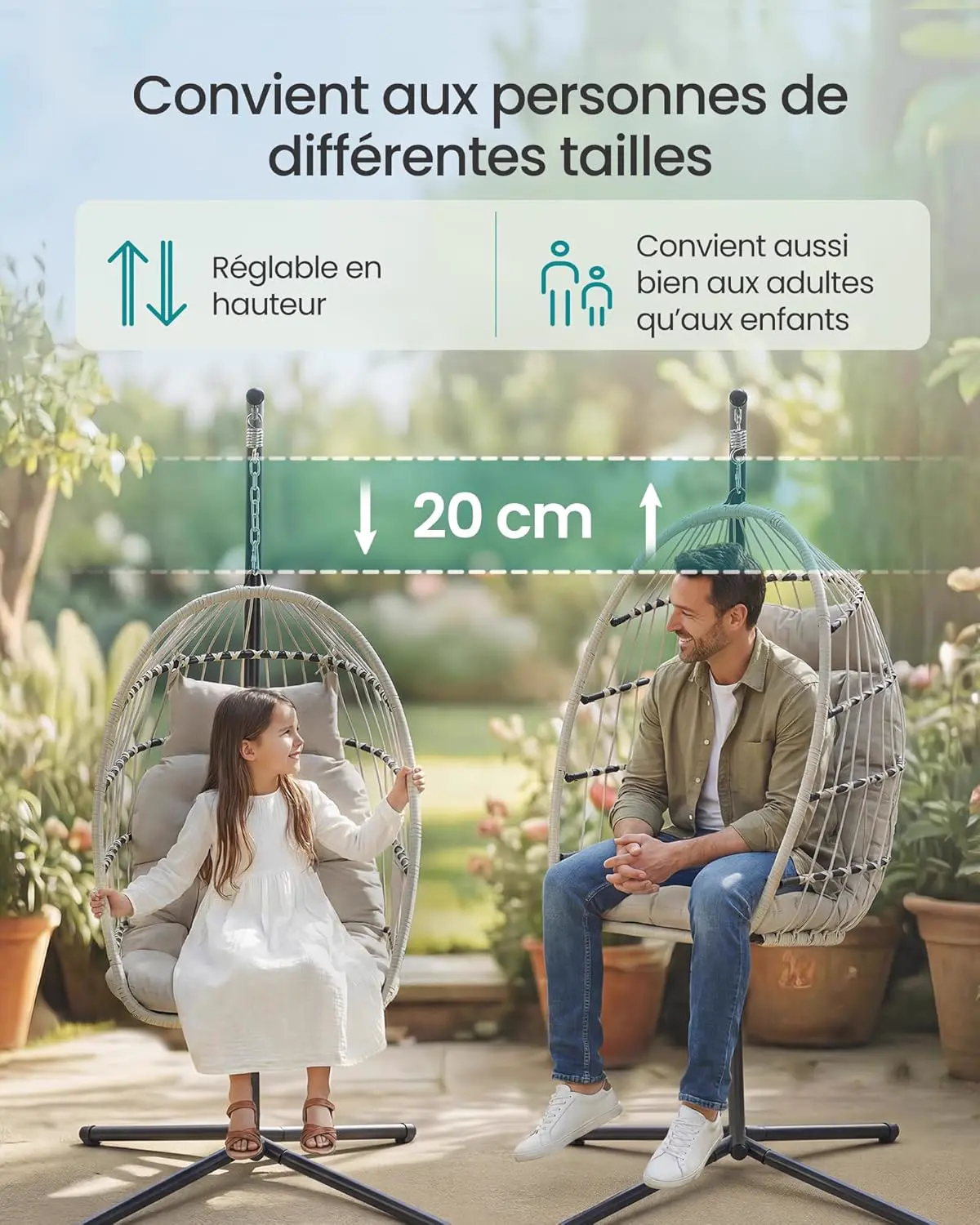 Fauteuils suspendus en métal blanc vue 5