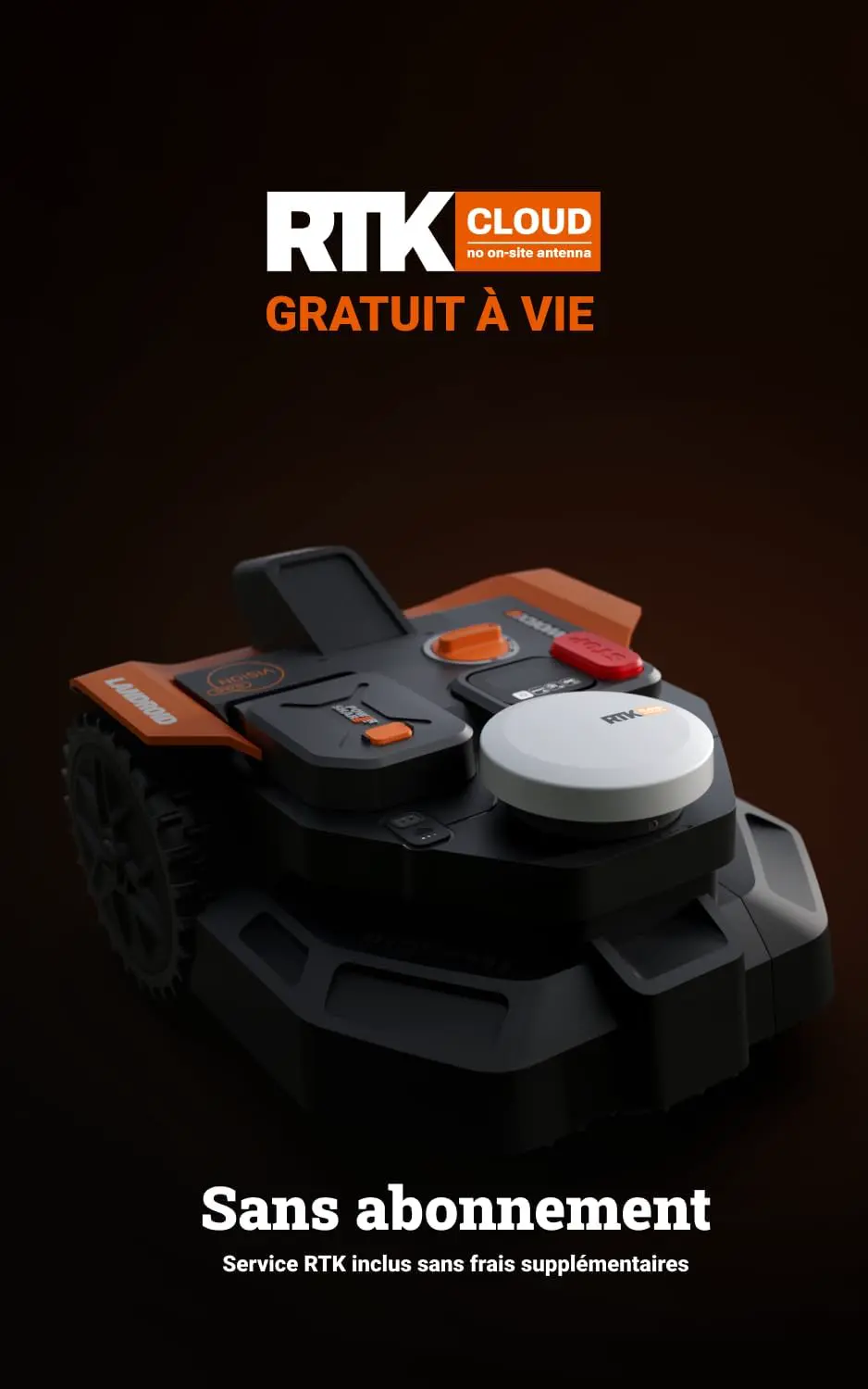 Robot tondeuse en métal noir vue 5