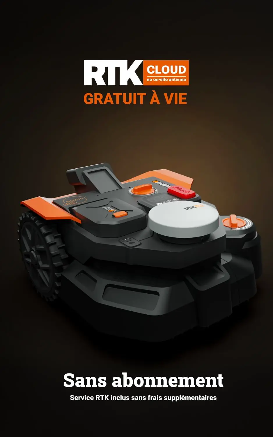 Robot tondeuse en métal noir vue 4