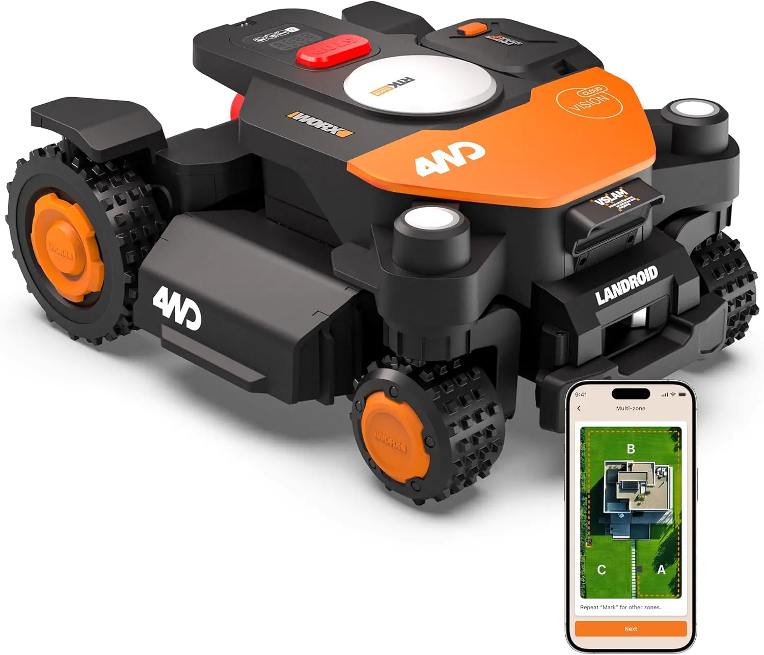 WORX Vision Cloud 4WD Robot Tondeuse WR340E