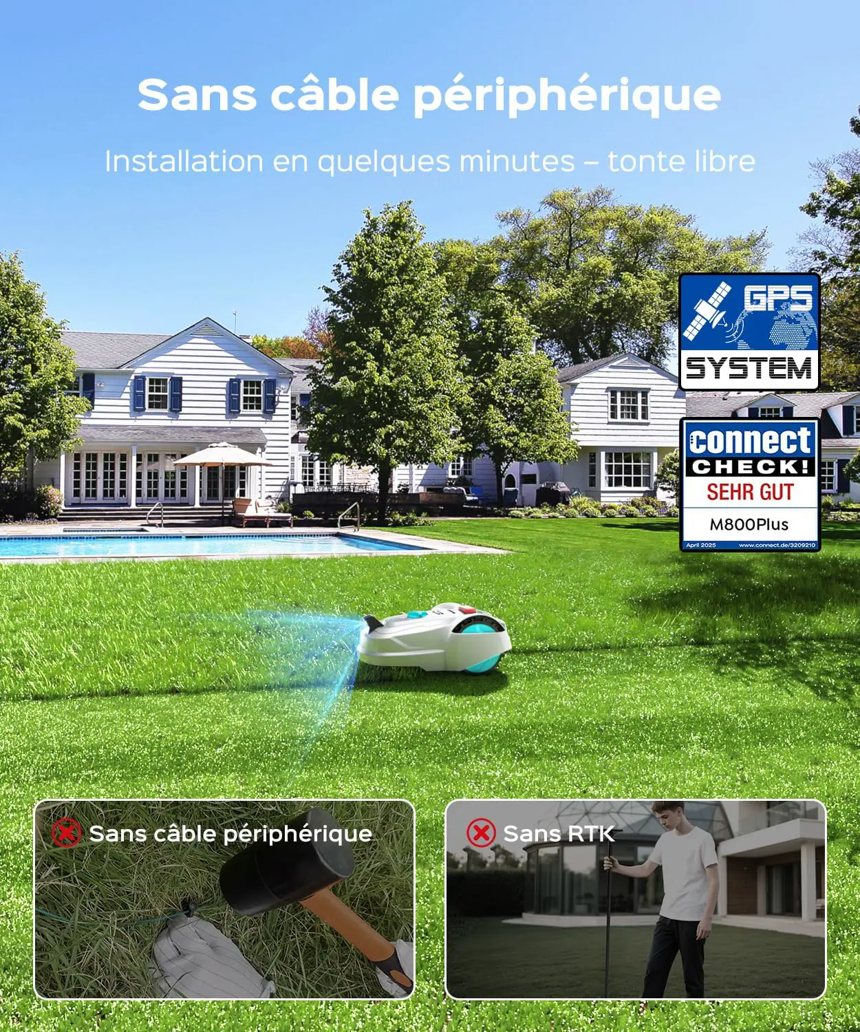 Robot tondeuse blanc vue 2