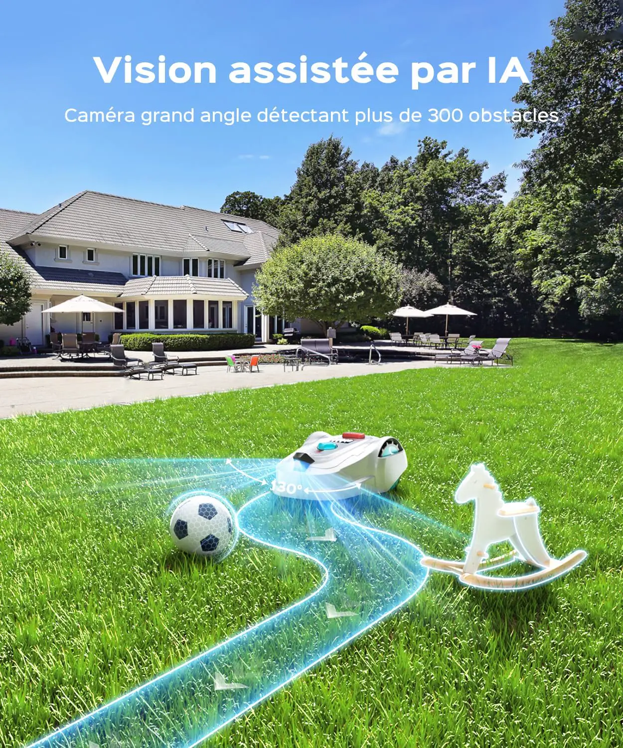 Robot tondeuse blanc vue 6