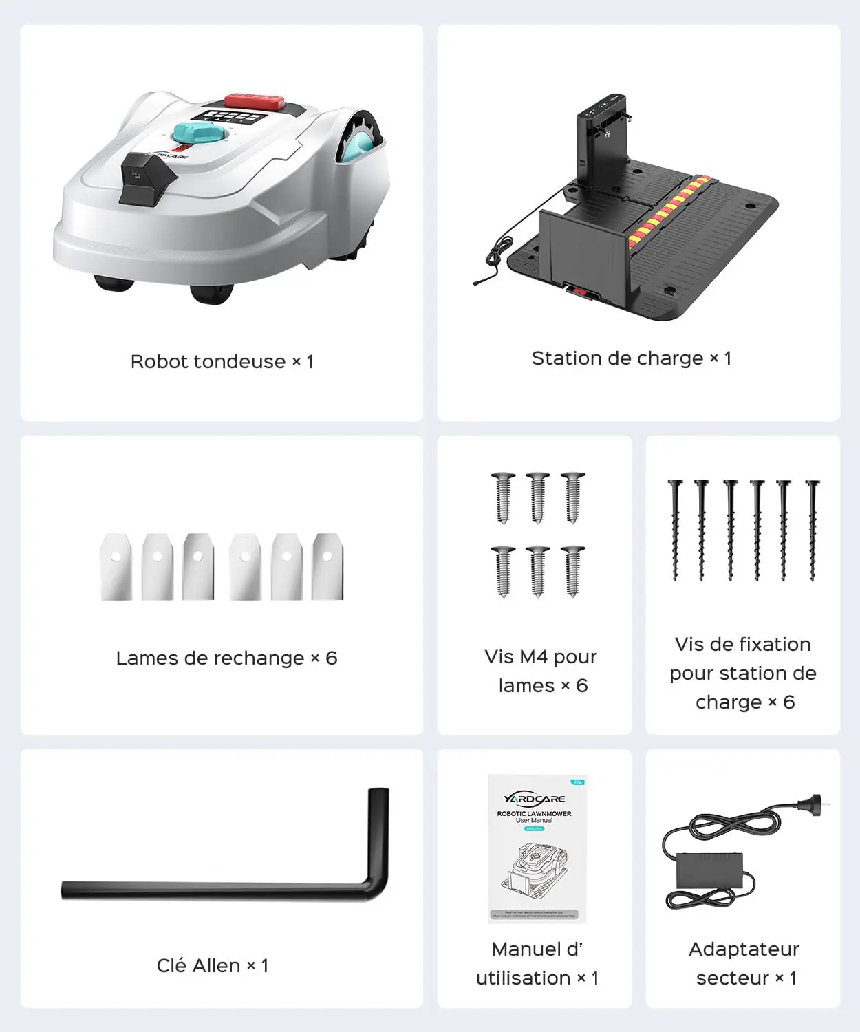 Robot tondeuse blanc vue 10