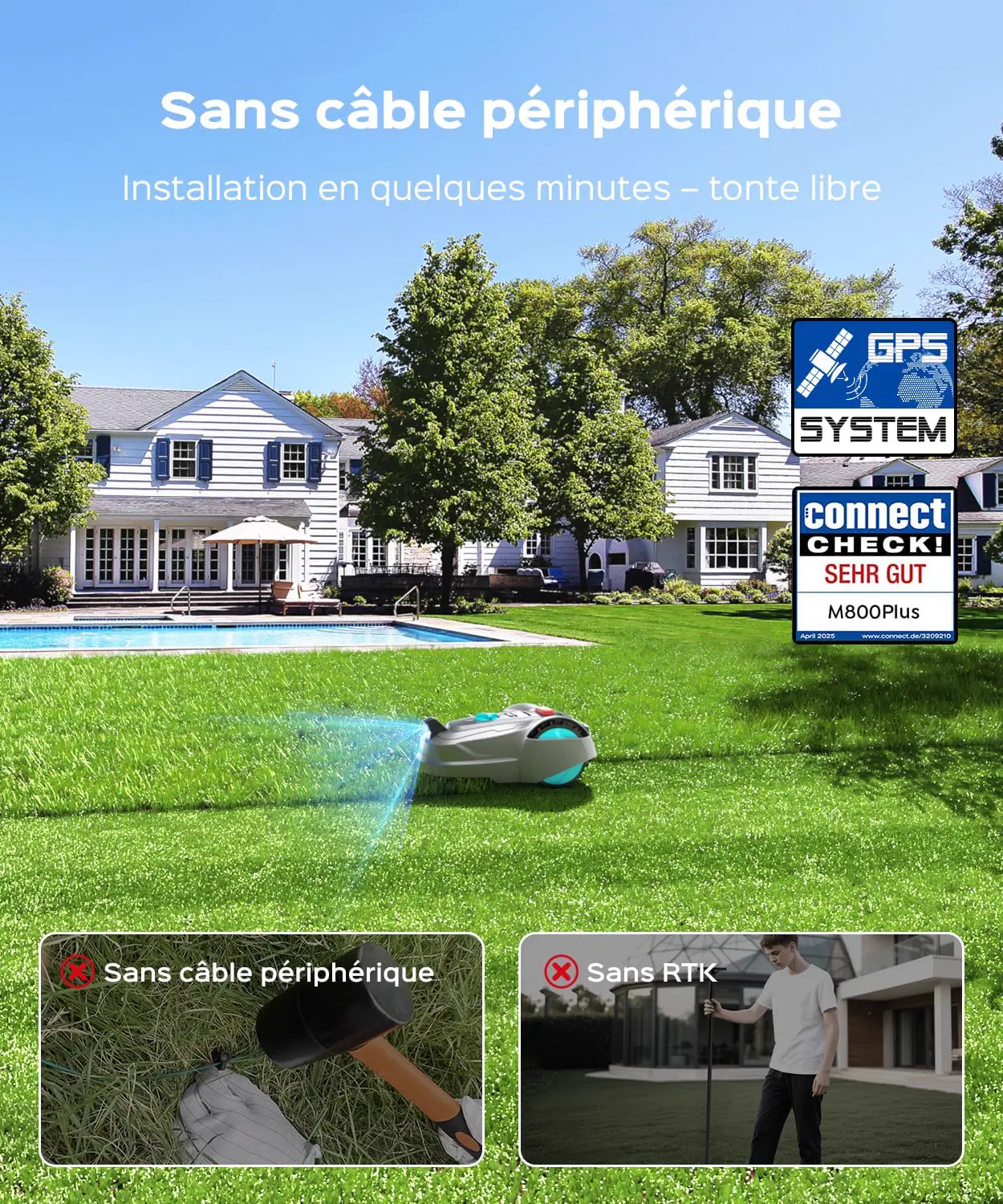 Robot tondeuse YARDCARE M800Plus Robot Tondeuse sans Fil Périp… vue 4