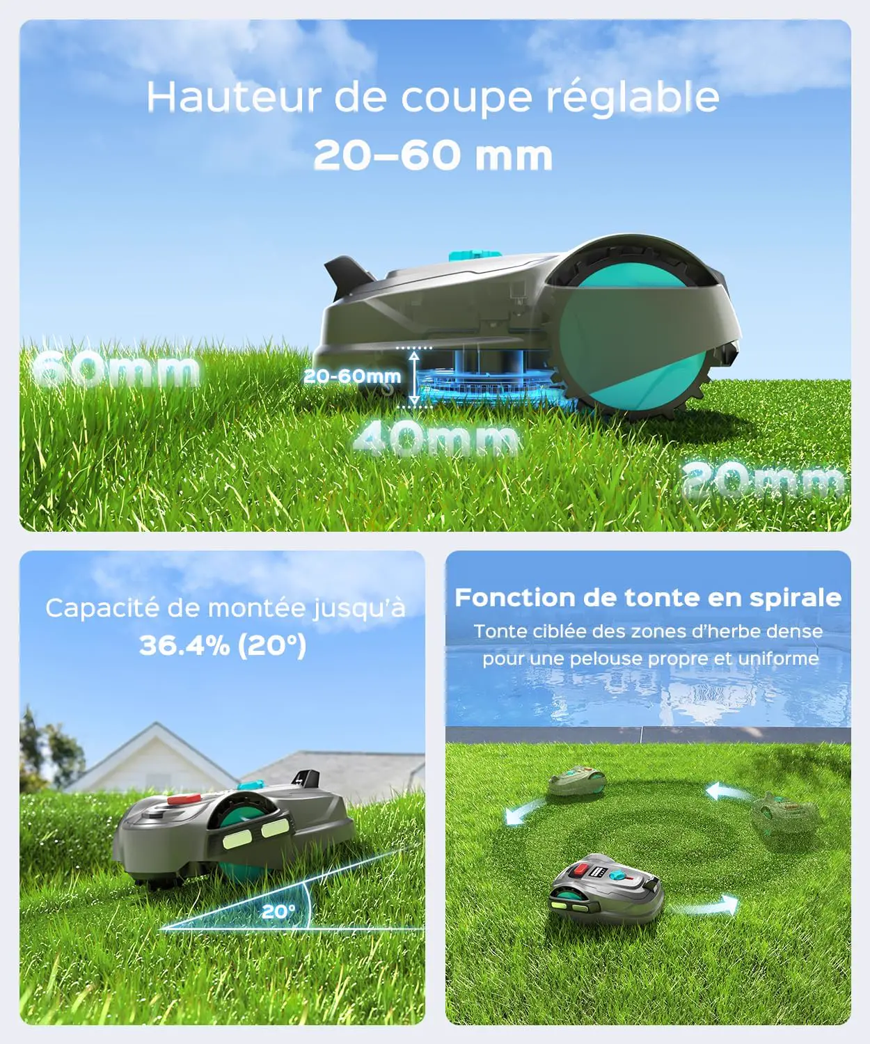 Robot tondeuse YARDCARE M800Plus Robot Tondeuse sans Fil Périp… vue 10