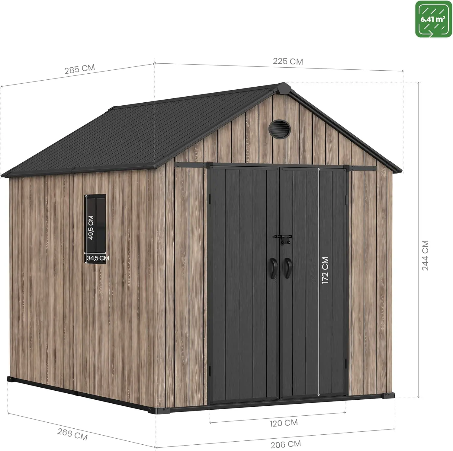 Abri de jardin en résine ou composite en résine 6 m² vue 4