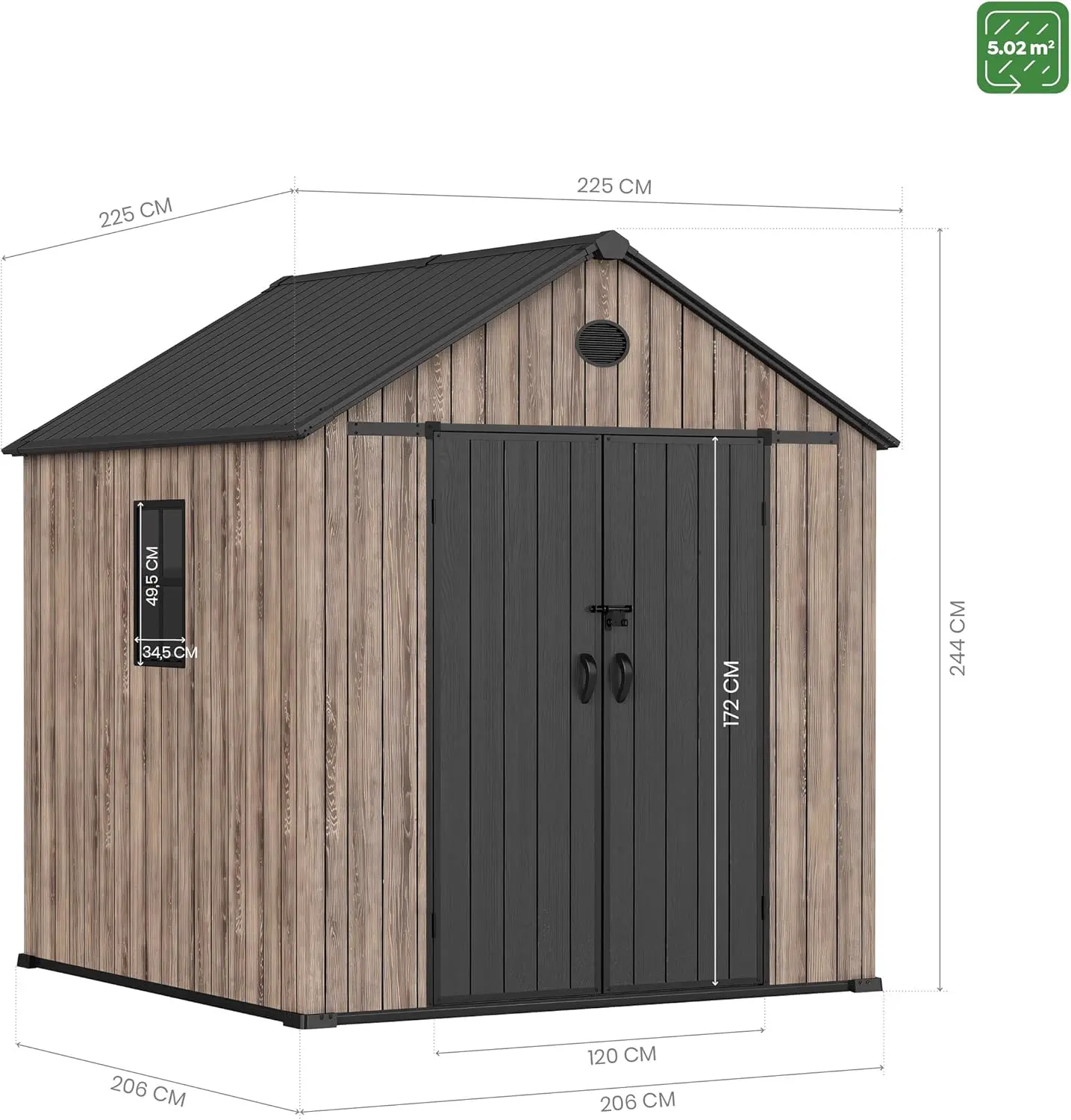 Abri de jardin en résine ou composite en résine 3 m² vue 4