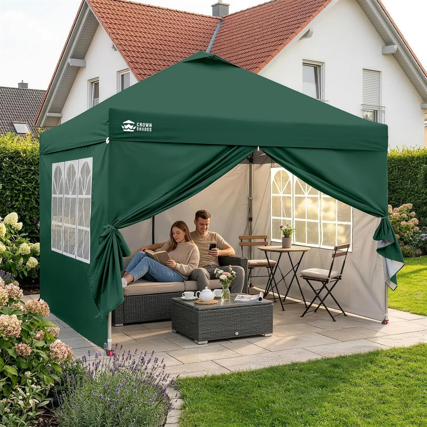 Tonnelle en métal vert 3x3 m vue 2