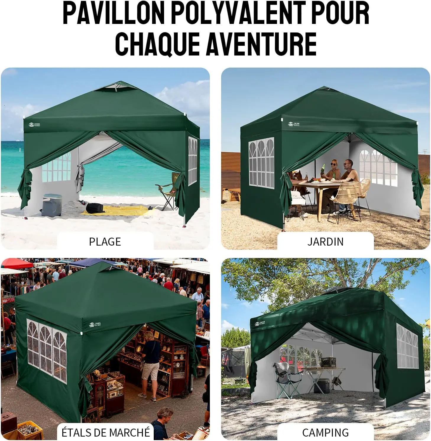 Tonnelle en métal vert 3x3 m vue 8