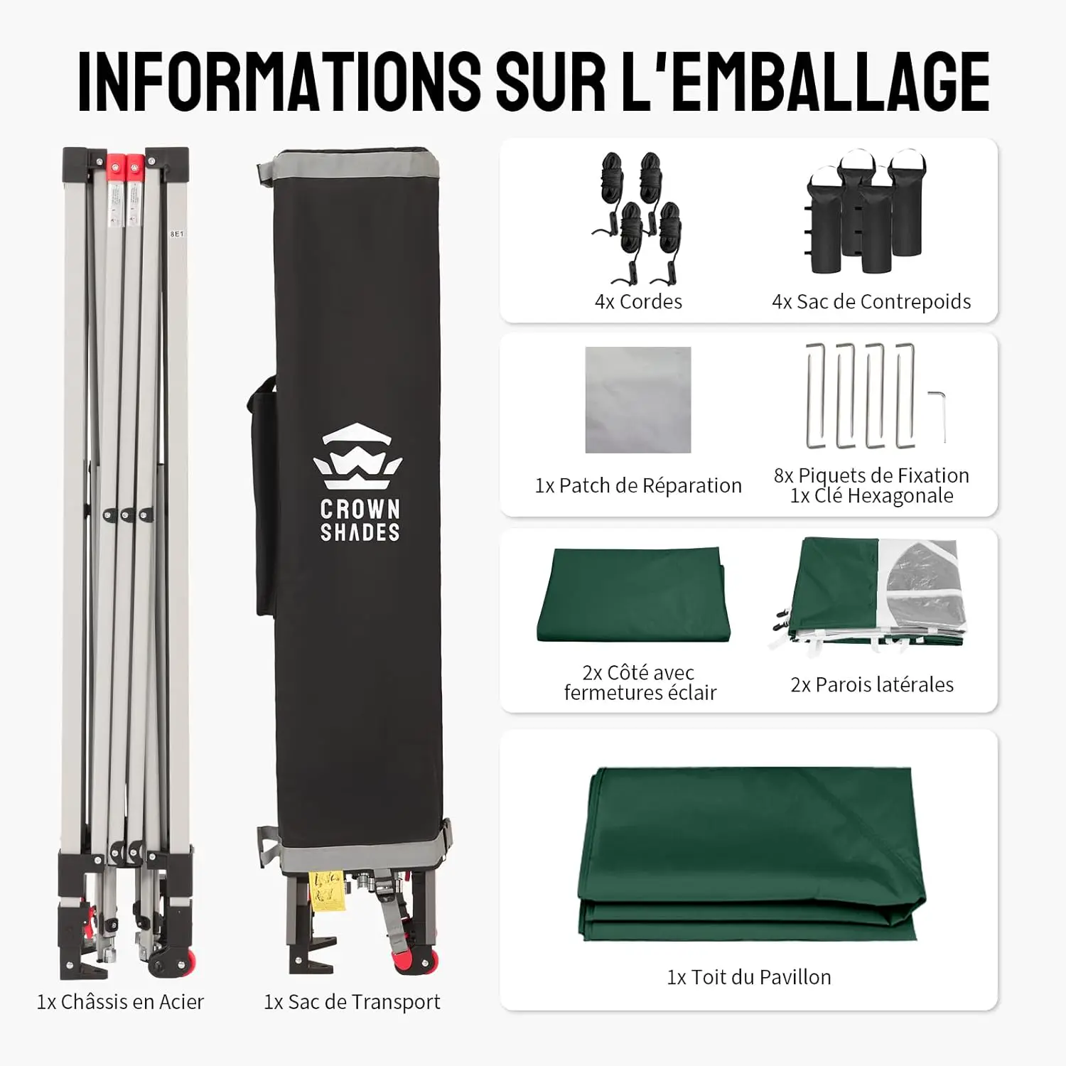 Tonnelle en métal vert 3x3 m vue 9
