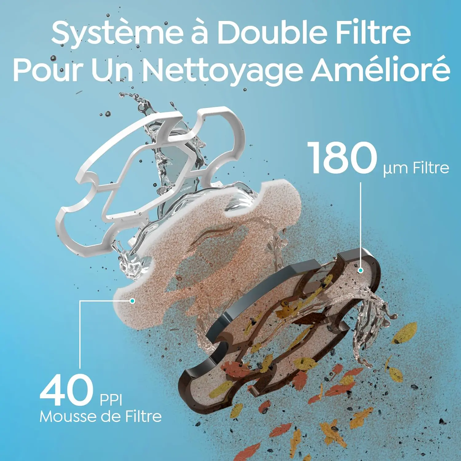 Robot piscine gris vue 2