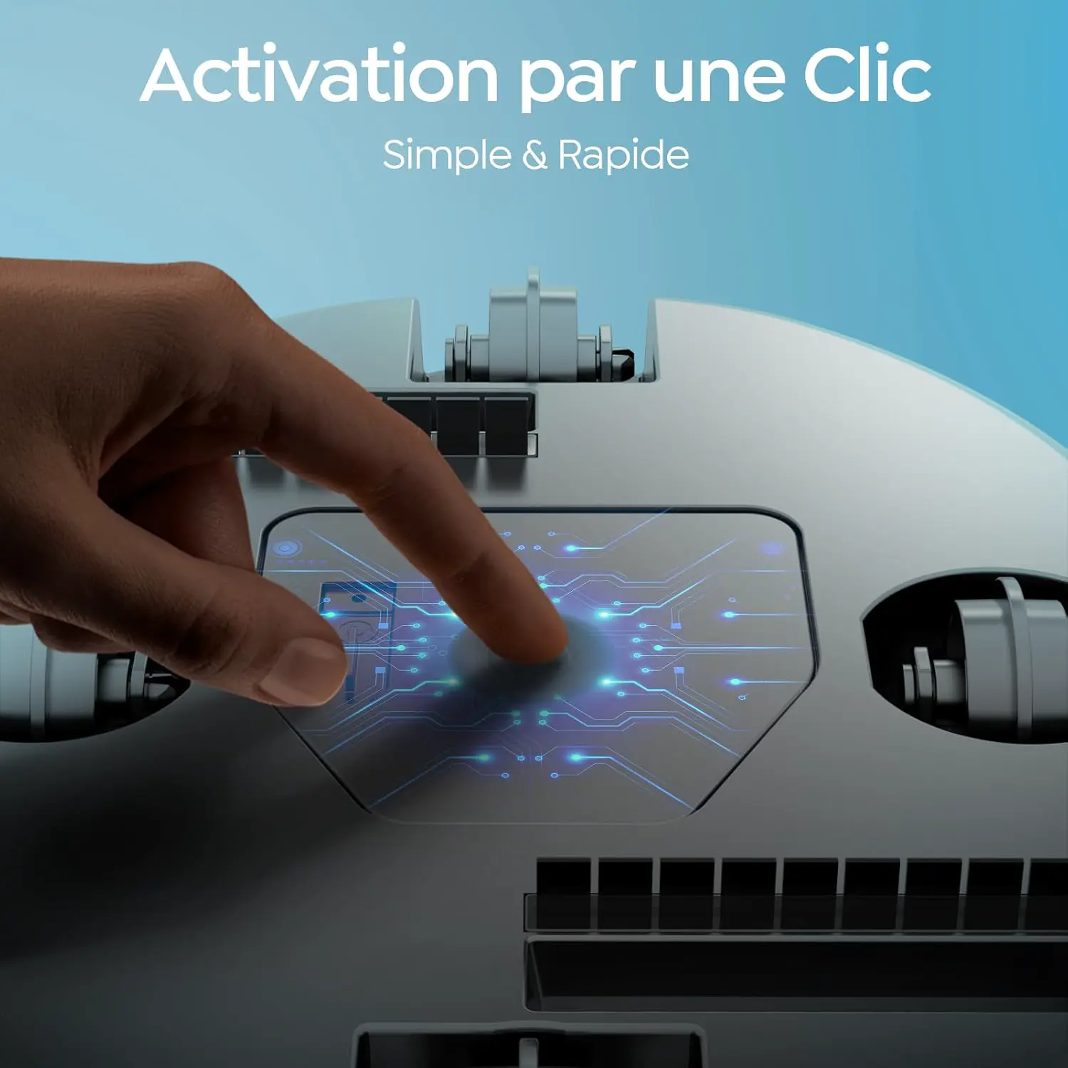 Robot piscine gris vue 3