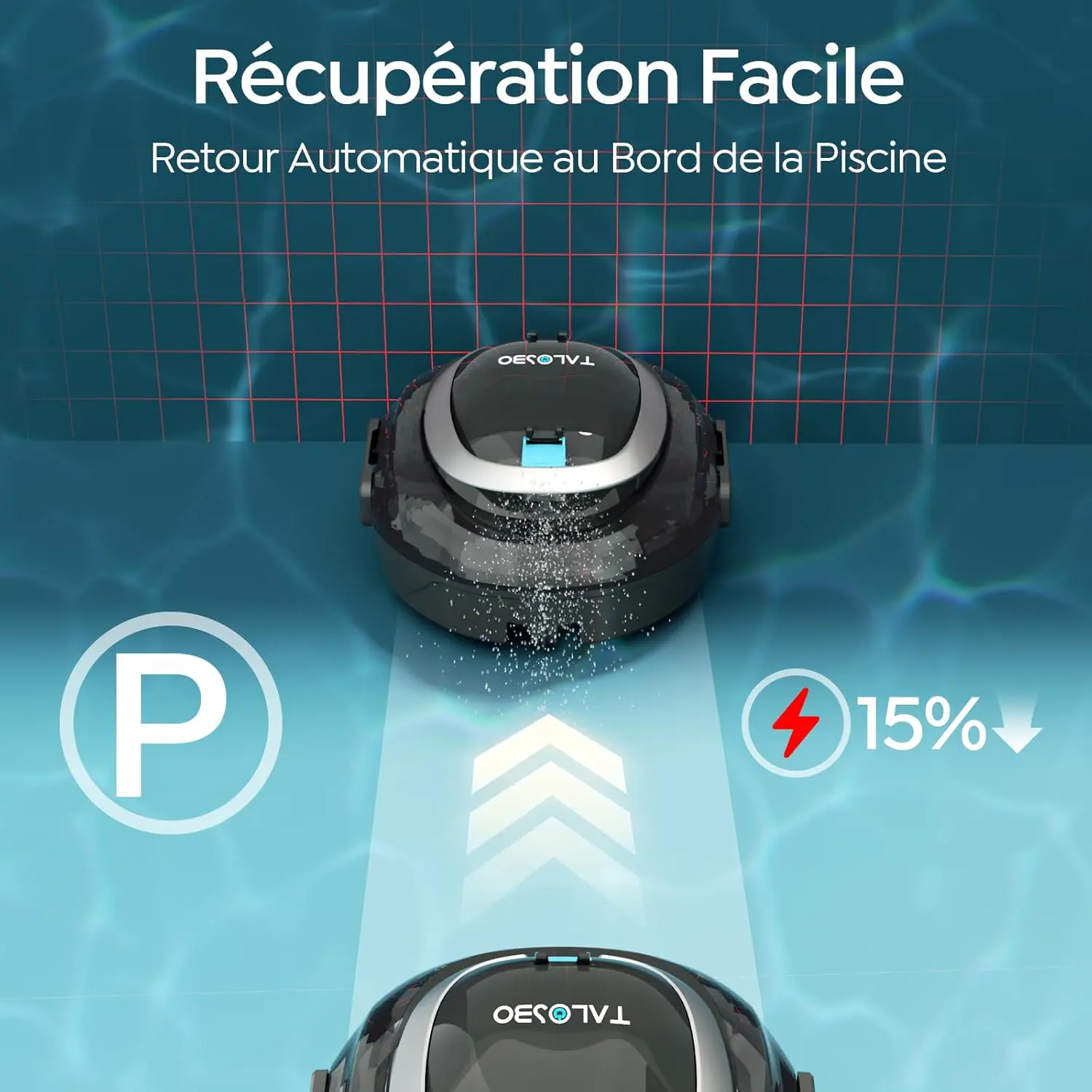 Robot piscine gris vue 5