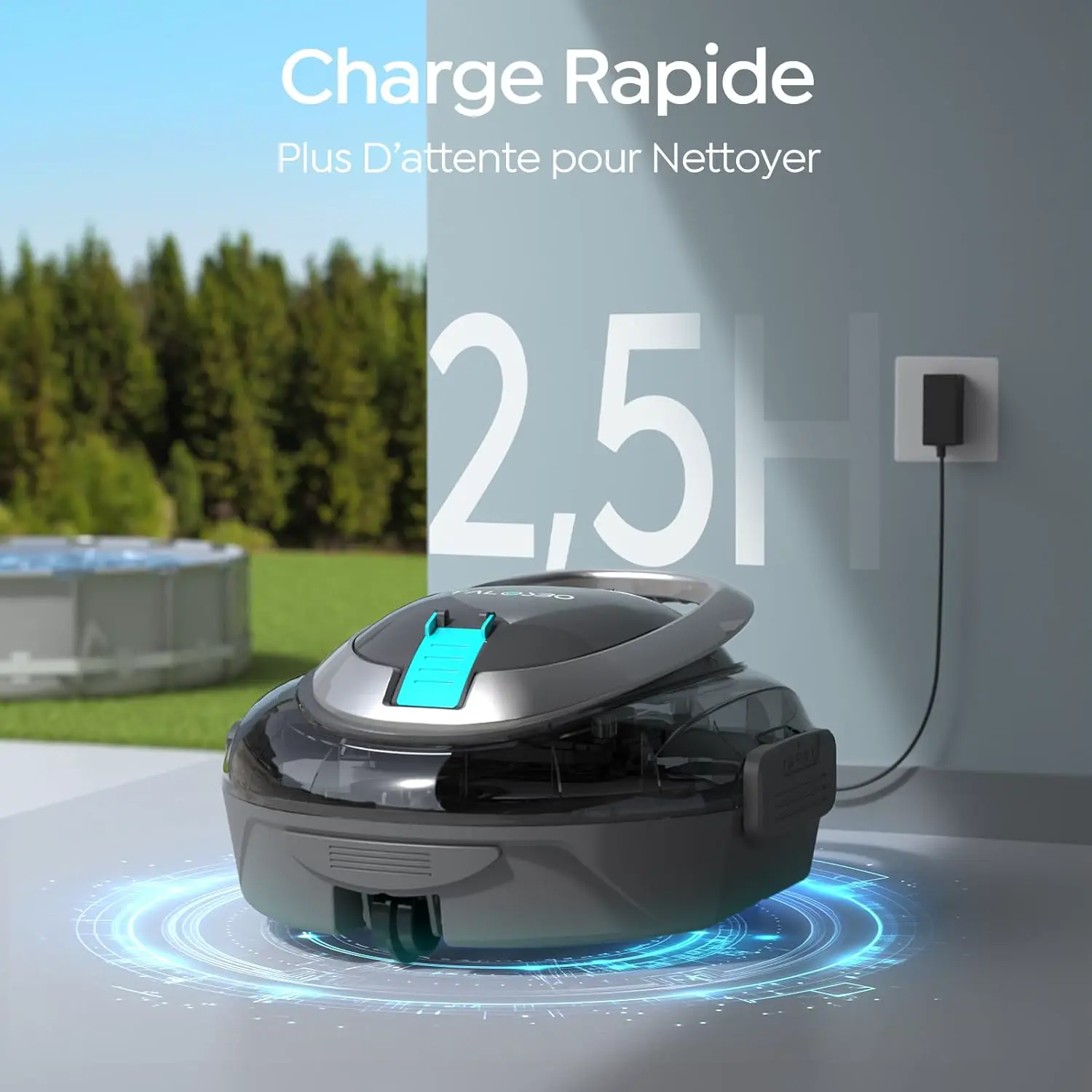 Robot piscine gris vue 6