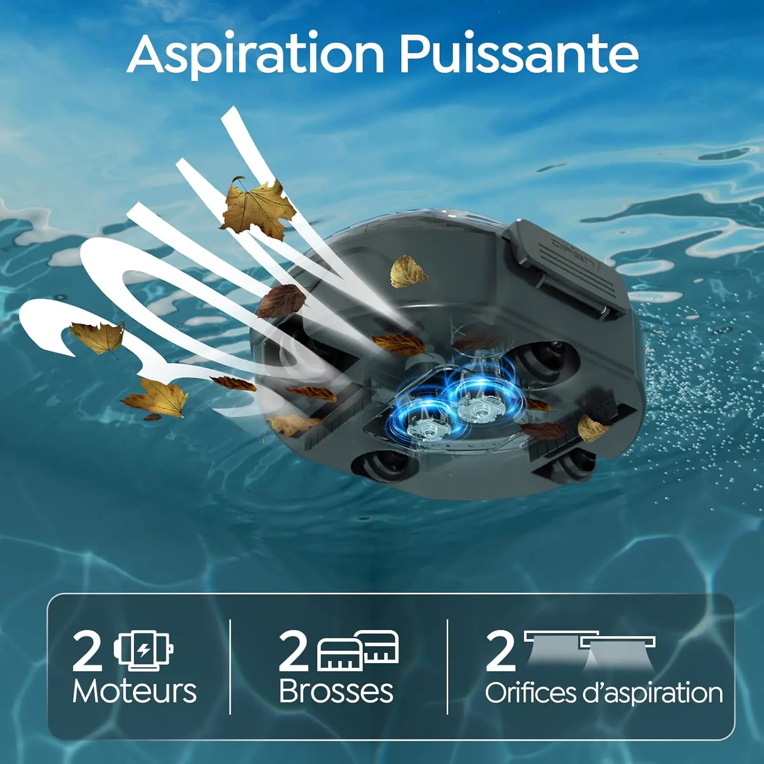 Robot piscine gris vue 7