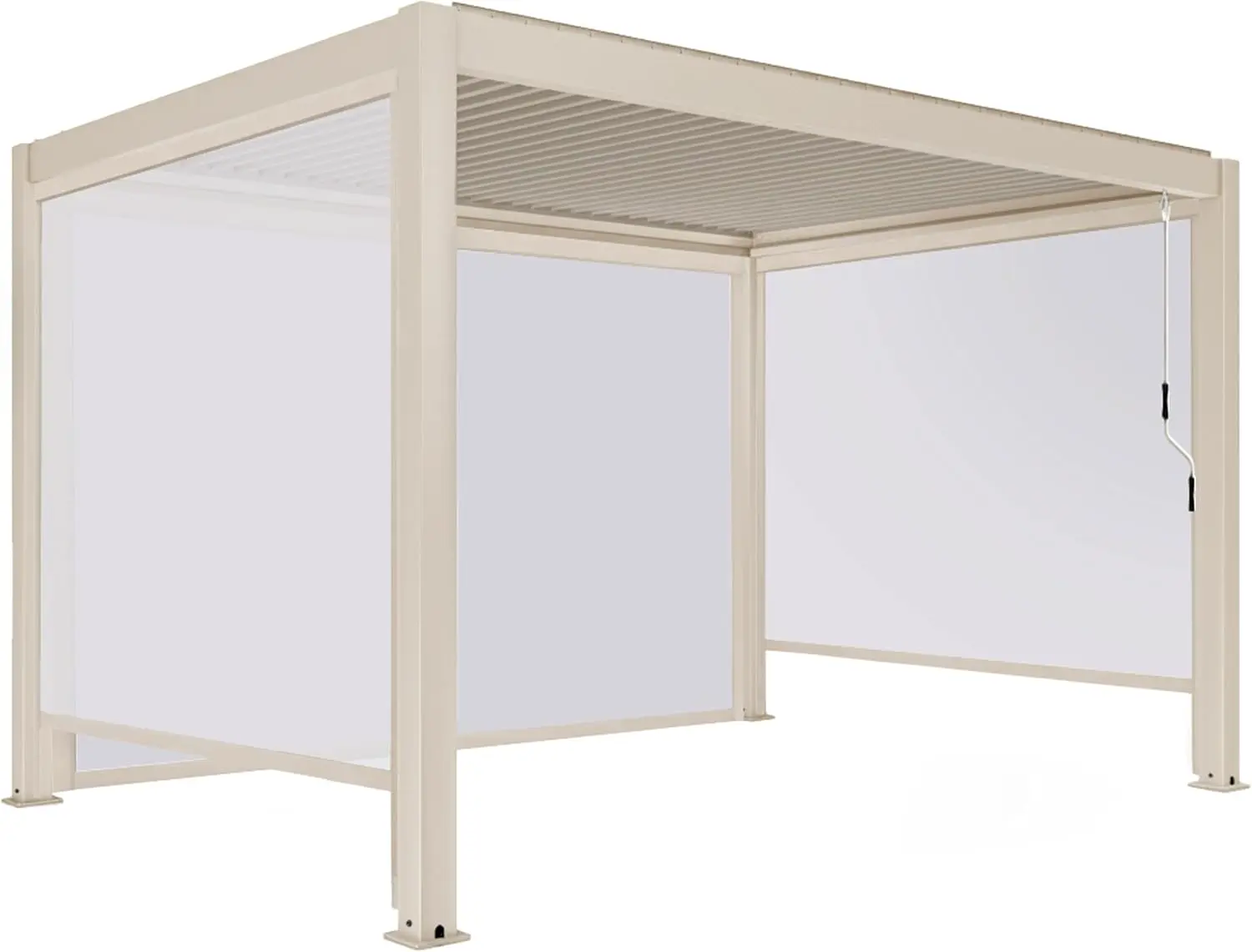 Pergola en aluminium crème 3x4 m autoportée 3 stores vue 5