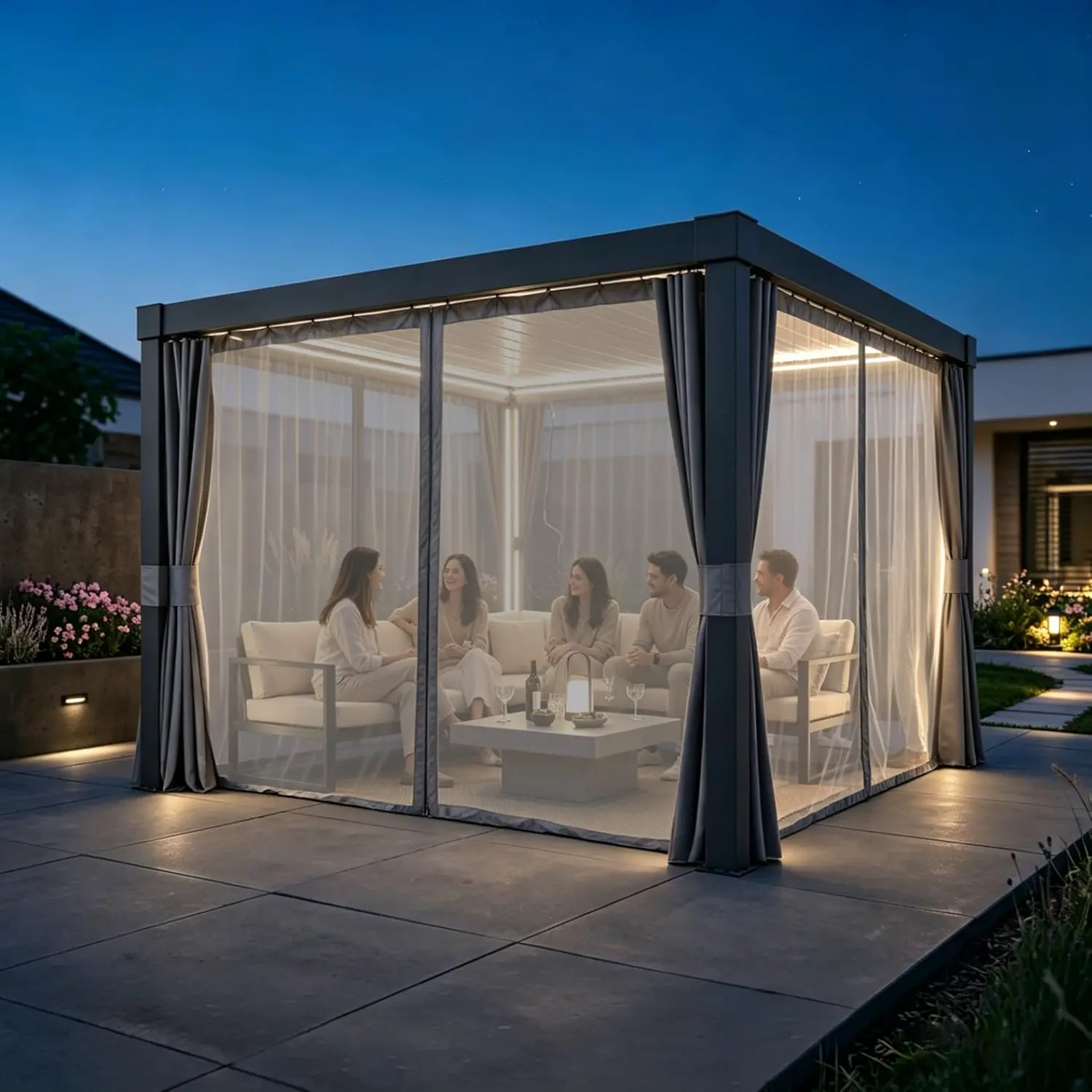 Pergola en aluminium anthracite 3x3 m vue 8
